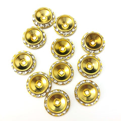 16MM Crystal/Gold R-Stone Slant Deep Rondel (24 or 144 pieces)